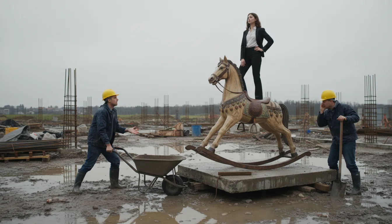 on one's high horse 的插圖：acting superior or arrogant.