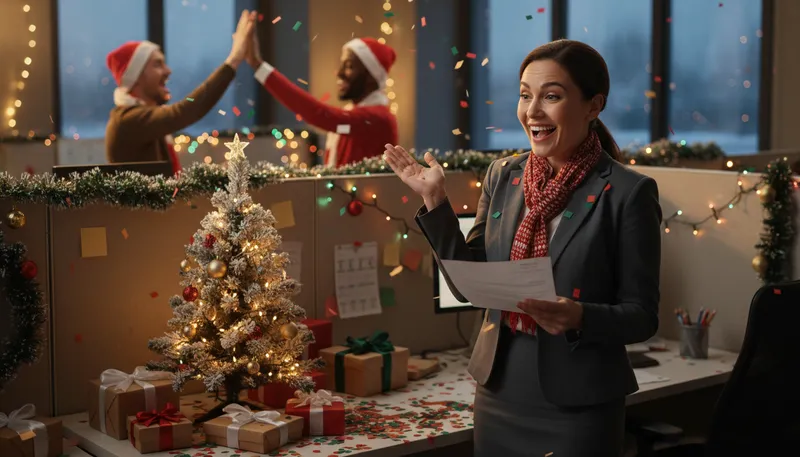 Illustration of christmas come early: unexpected good luck or surprise