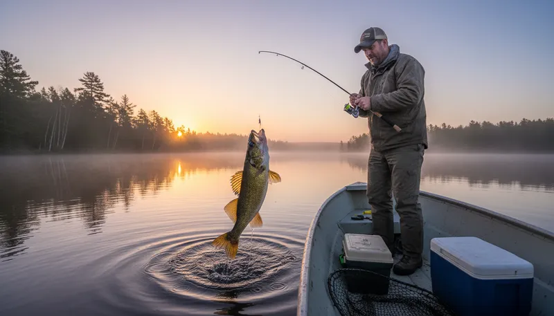 Illustration of walleye: A type of freshwater fish popular for fishing.