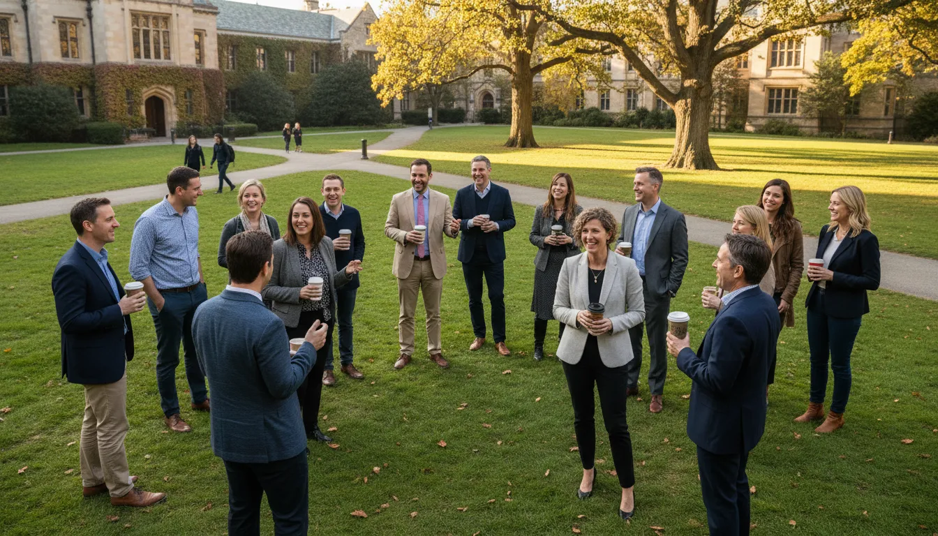 Illustration of alumni: People who have graduated from a particular school.
