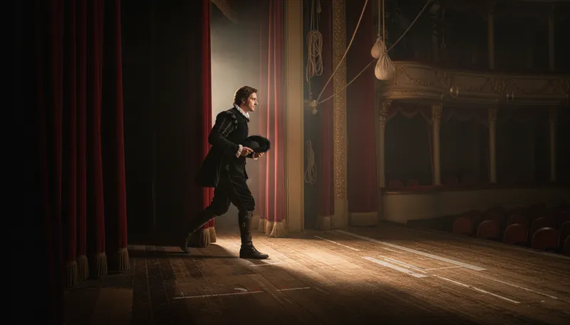 Illustration of enter on the boards: to begin performing on stage or in public.
