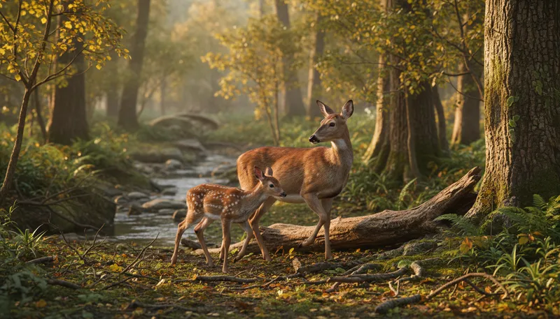 Illustration of fawn: young deer in its early stages