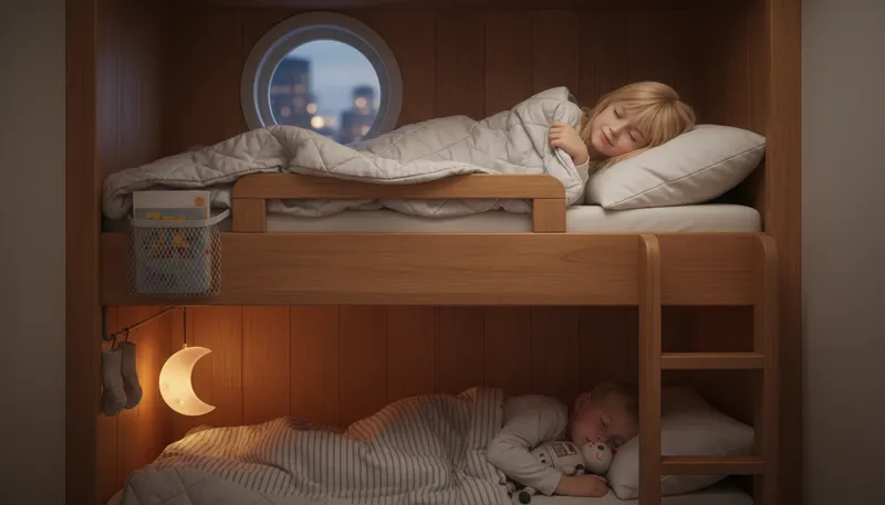 Illustration of bunk: a bed built into a wall or space