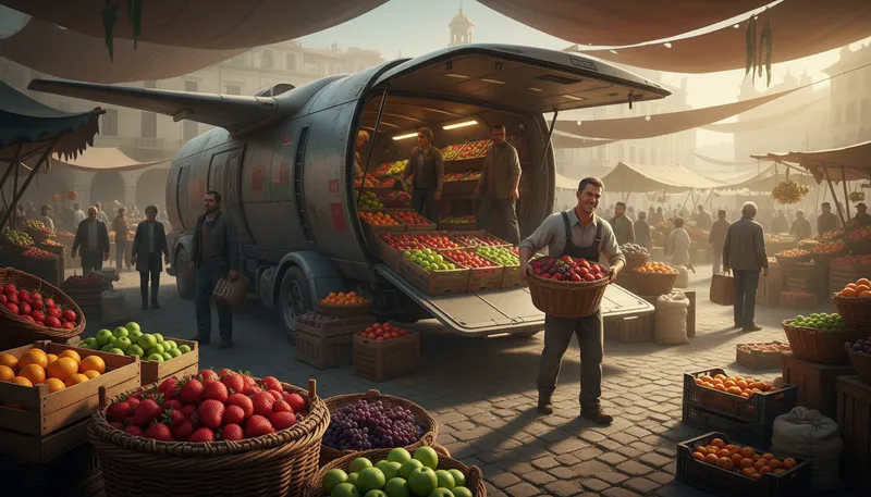 Illustration of transporter: A person or vehicle that moves goods.
