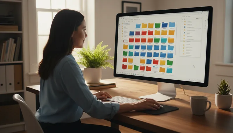 Illustration of desktop: the main screen of a computer interface