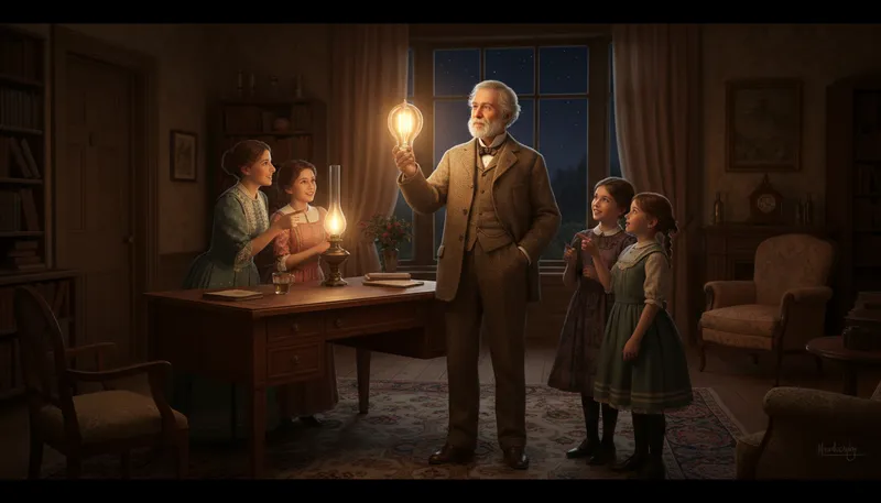Illustration of edison: Referring to Thomas Edison, the inventor.