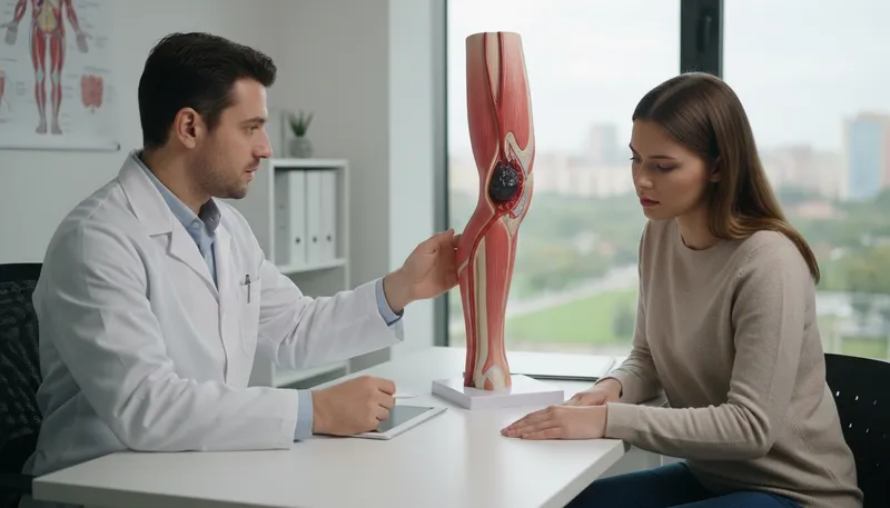 Illustration of thrombosis: Blood clot forming in a blood vessel.