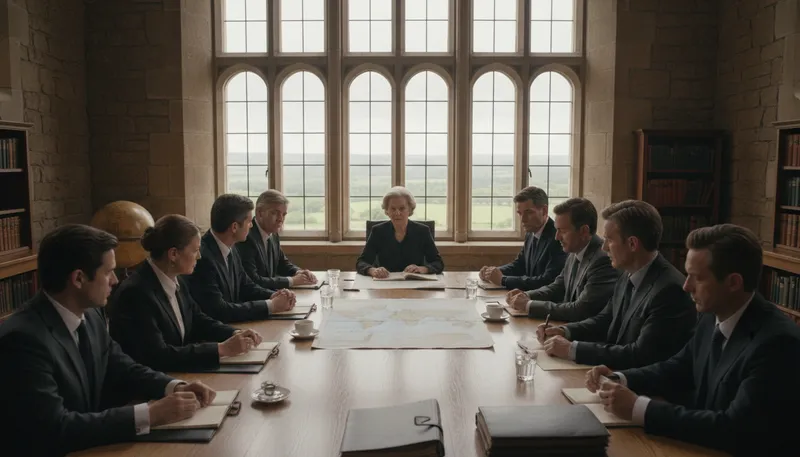 Illustration of politburo: A policy-making committee in a communist party.