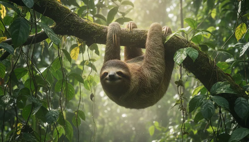 Illustration of sloth: A slow-moving tree-dwelling animal.