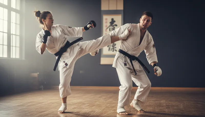 Illustration of roundhouse: a powerful swinging punch in martial arts