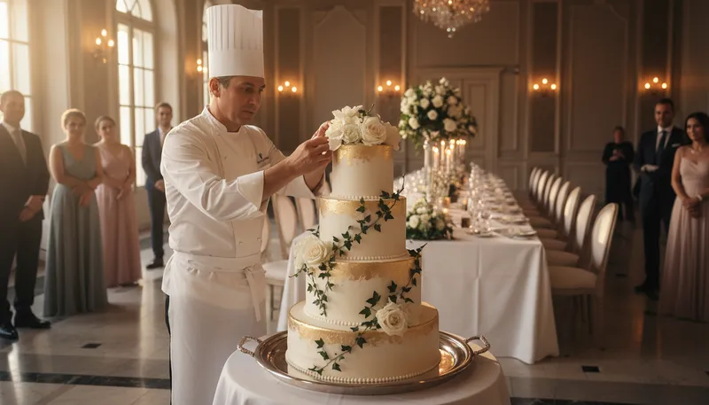Illustration of chef: A professional cook in charge of a kitchen.