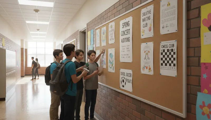 Illustration of bulletin: a short periodical publication with news