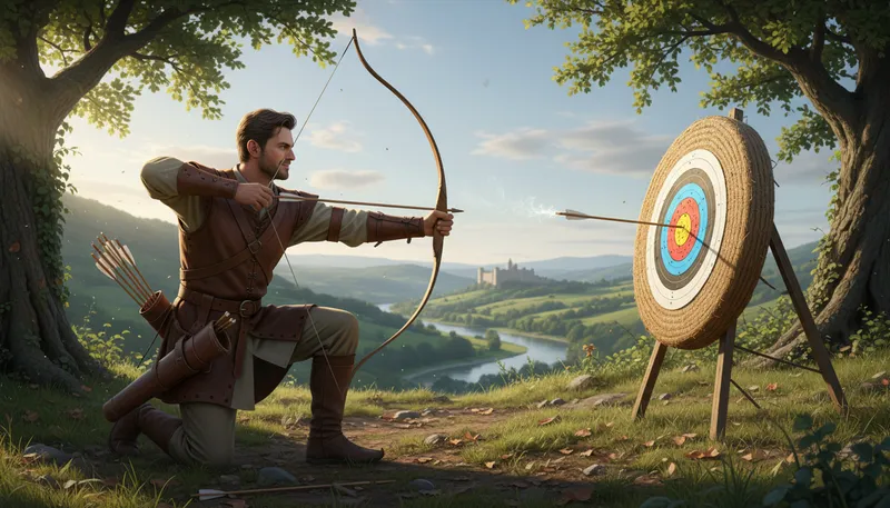 Illustration of bowman: A person who uses a bow and arrow.