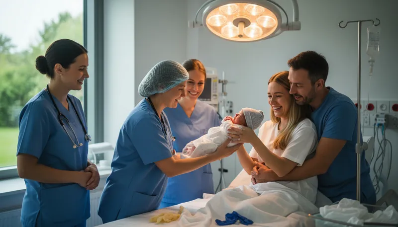 Illustration of obstetric: Related to childbirth and pregnancy care.
