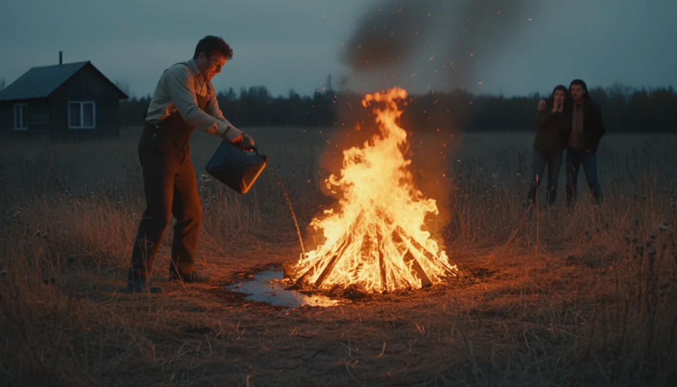 Illustrazione di pour gasoline on the fire: make a situation worse