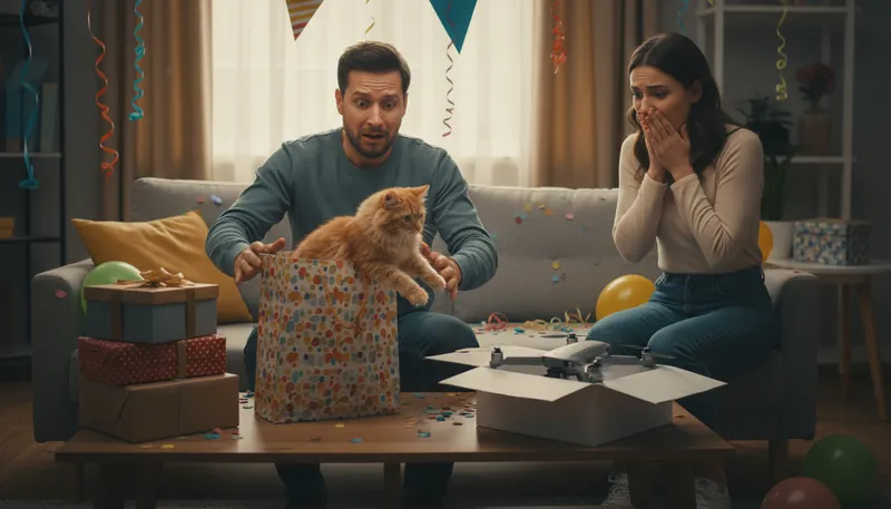 Illustration of let the cat out of the bag: Reveal a secret or surprise.