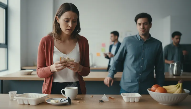 Illustration of don't shit where you eat: Avoid problems in your own space or workplace.