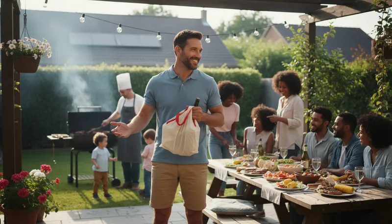 Illustration of invited to the cookout: asked to join a social gathering.