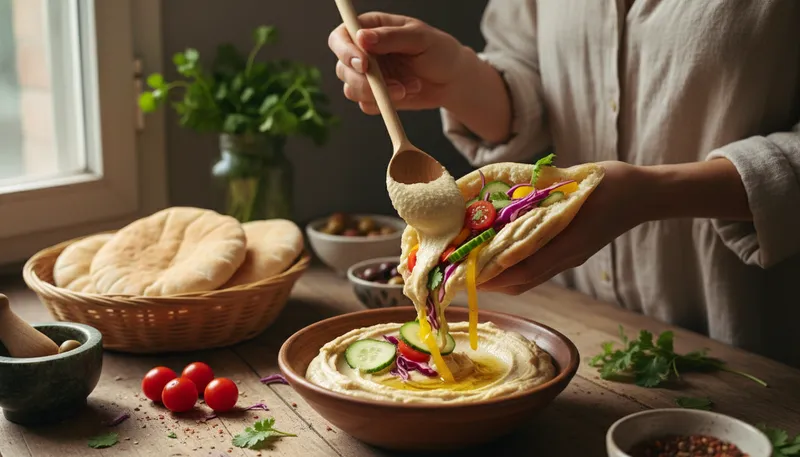 Illustration of pita: A type of flatbread common in Mediterranean cuisine.