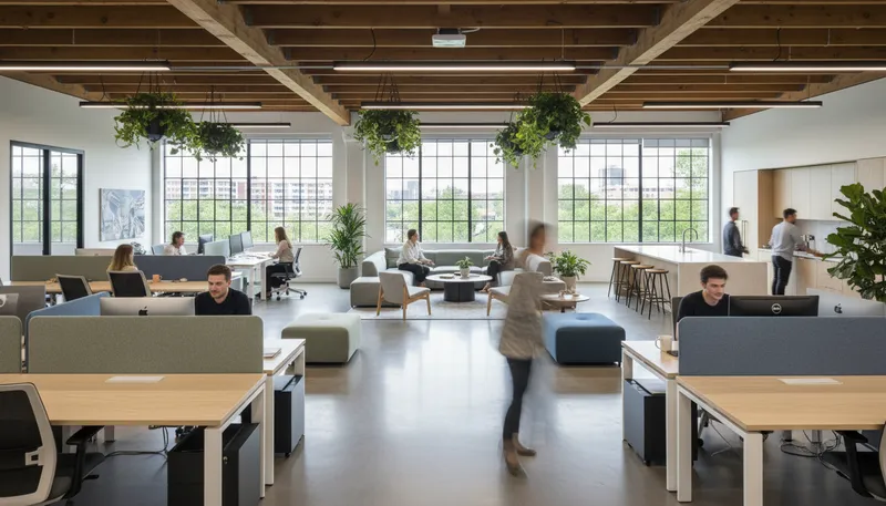Illustration of workplace: a place where people work