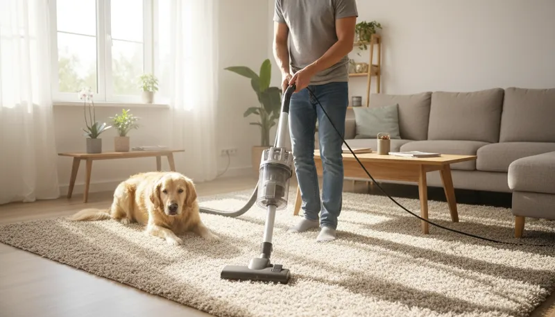 Illustration of vacuum: device that cleans by sucking up dirt
