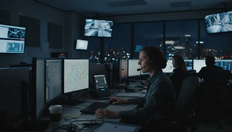 Illustration of dispatcher: Person who sends out vehicles or messages.