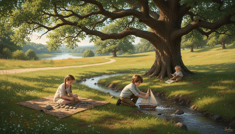Illustration of peacefully: In a way that is calm and free from conflict.
