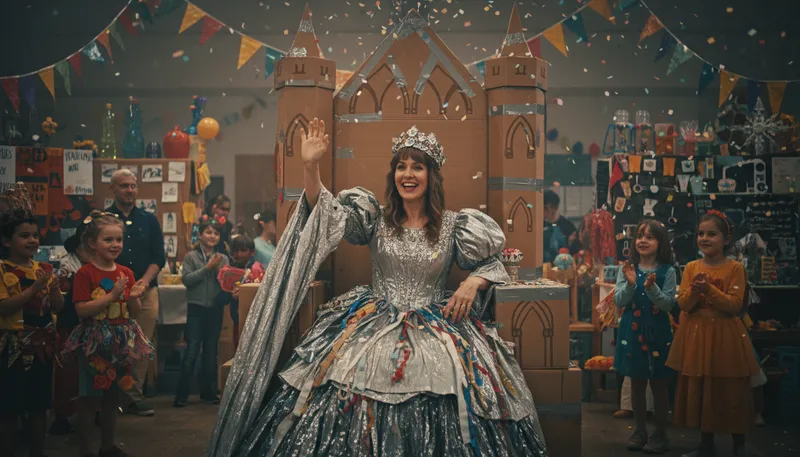 Illustration of faux queen: a person pretending to be a queen.