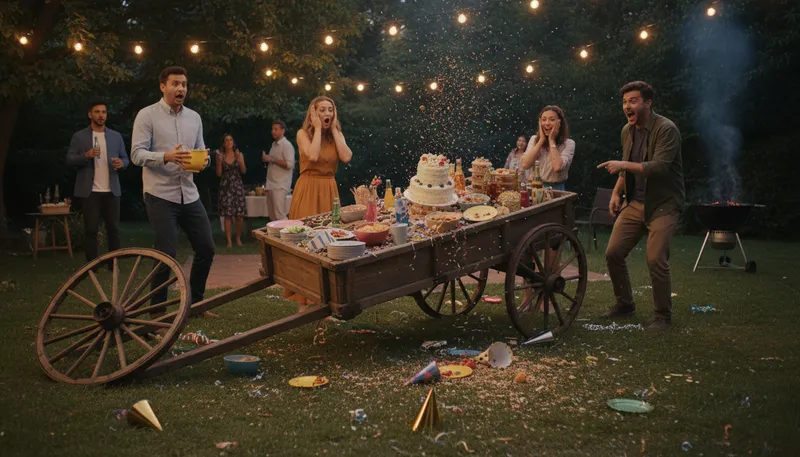 Illustration of the wheels came off the wagon: A situation deteriorated or fell apart.