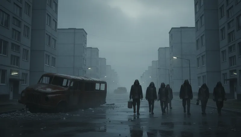 Illustration of dystopia: An imagined society where life is unpleasant.