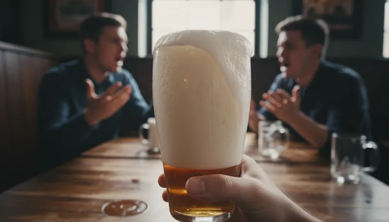Illustration of all foam and no beer: loud but lacking substance.