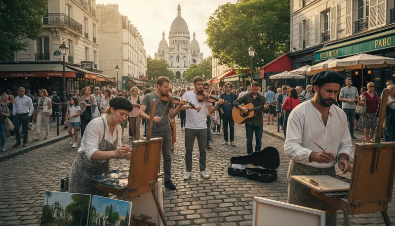 Illustration of montmartre: A historic district in Paris known for artists.