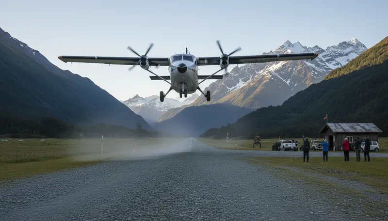 Illustration of landing strip: A narrow area for aircraft to land.