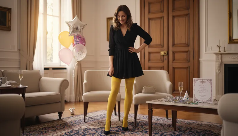 Illustration of wear yellow stockings: To display a quirky or unique fashion choice.