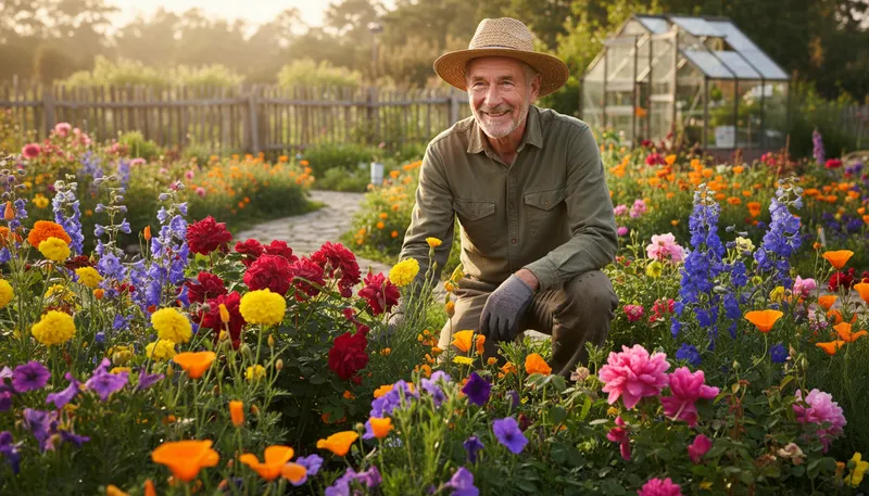 Illustration of gardener: a person who cultivates and cares for plants