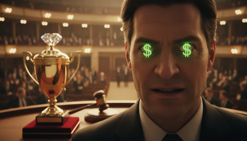 Illustration of dollar-sign eyes: showing greed or desire for money