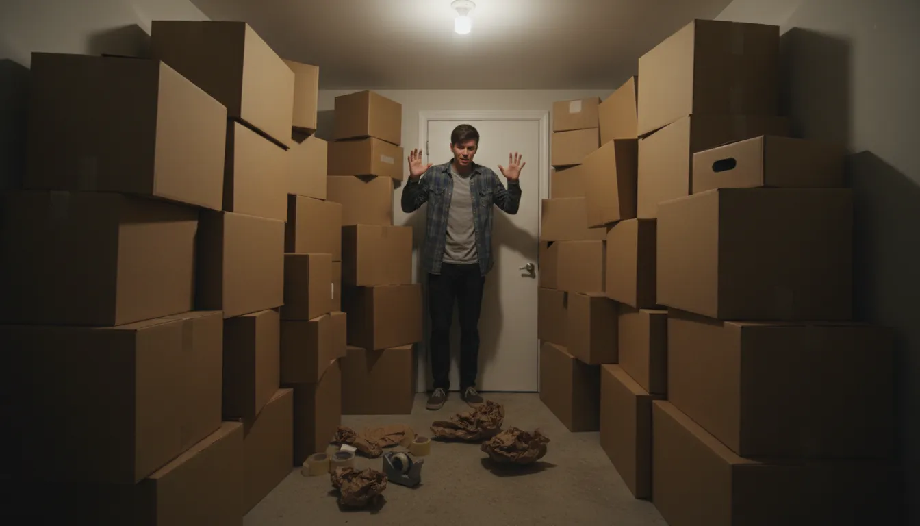 box oneself into a corner-এর ইলাস্ট্রেশন: to create a difficult, trapped situation