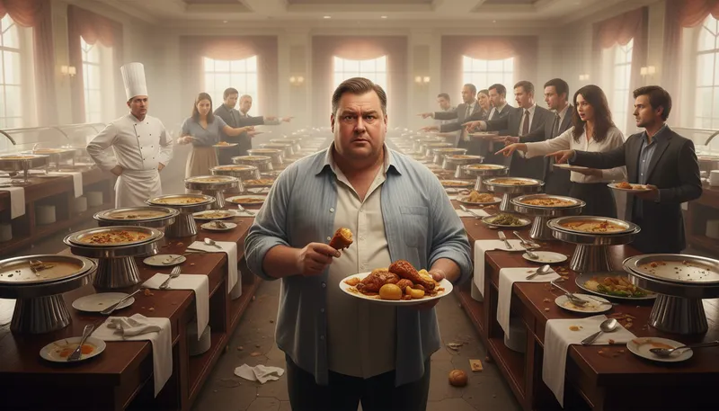 Illustration of gluttony: Excessive eating or drinking.