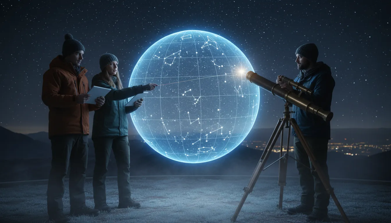 celestial sphereのイラスト：An imaginary ball around the earth showing the stars.