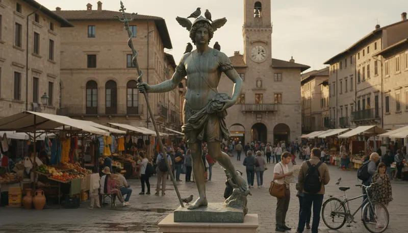 Illustration of mercury: Roman god of commerce and travel.
