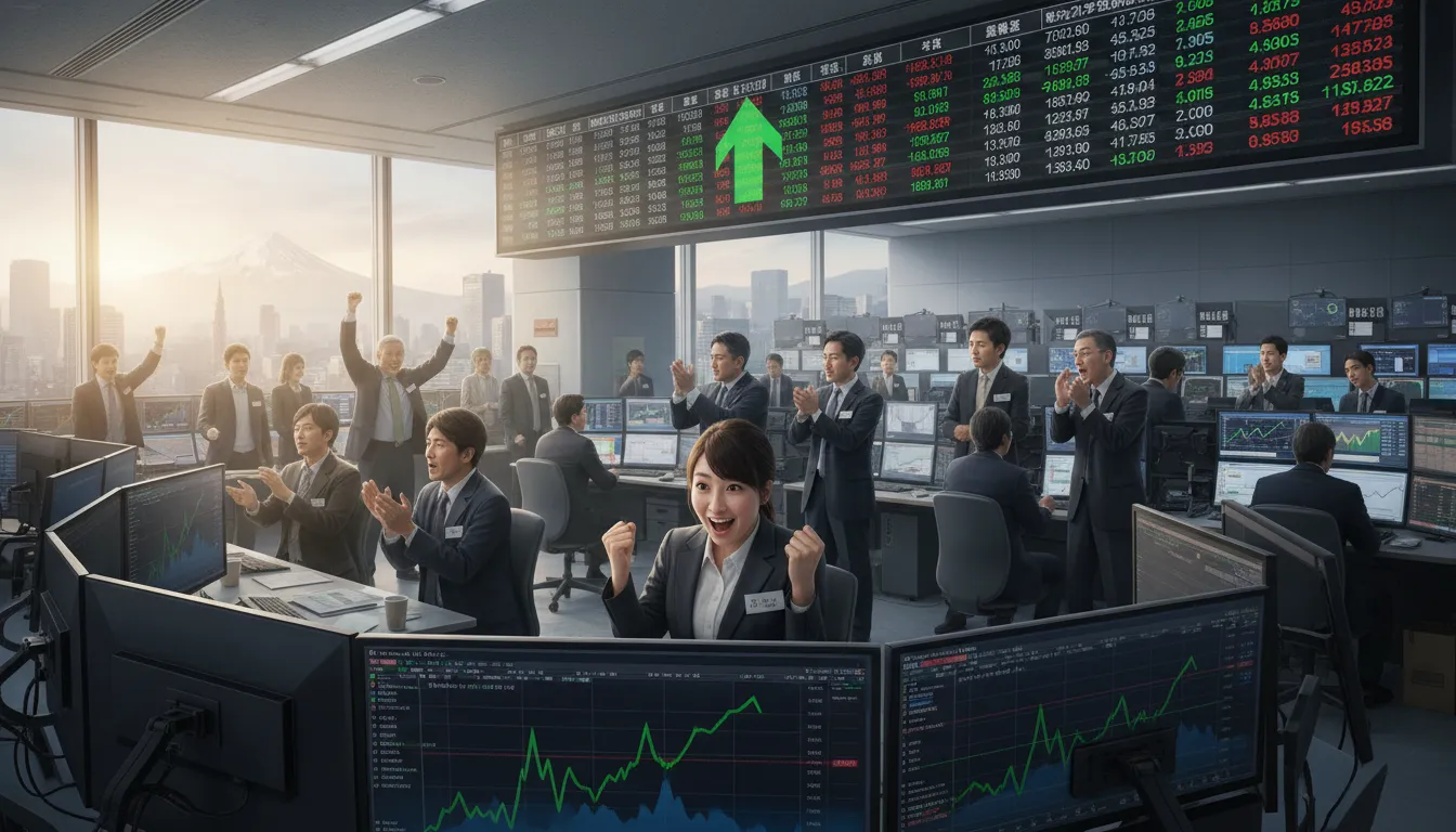 Illustration von Nikkei: Japan's main stock market index for major companies.