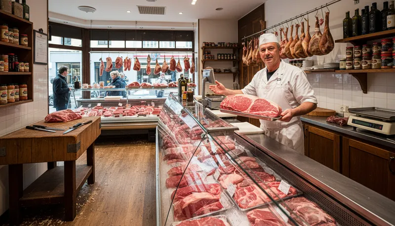 Illustration of fleischer: A butcher or someone who prepares meat.