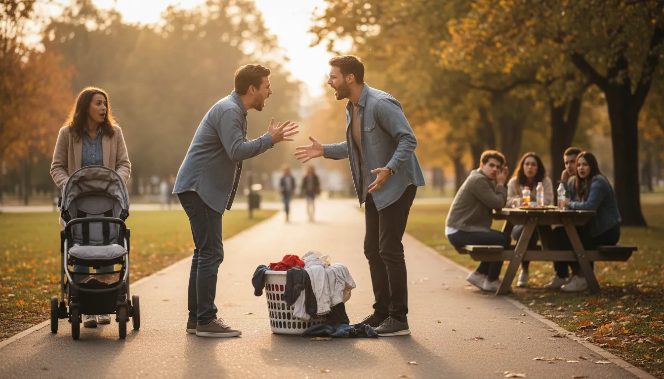 Ilustração de air one's dirty laundry in public: To discuss private matters openly.
