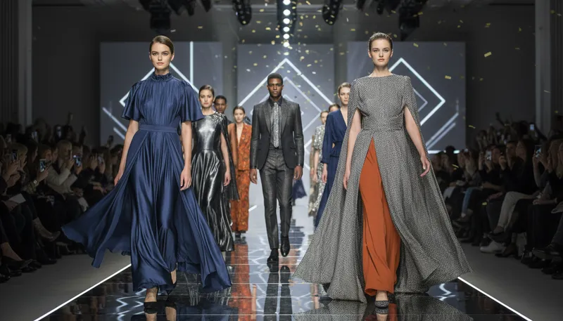 Illustration of catwalk: A narrow platform for models to showcase clothes.