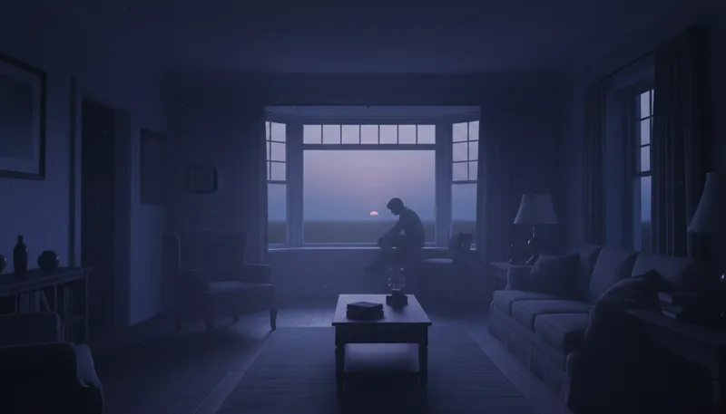 Illustration of gloom: A state of darkness or sadness.