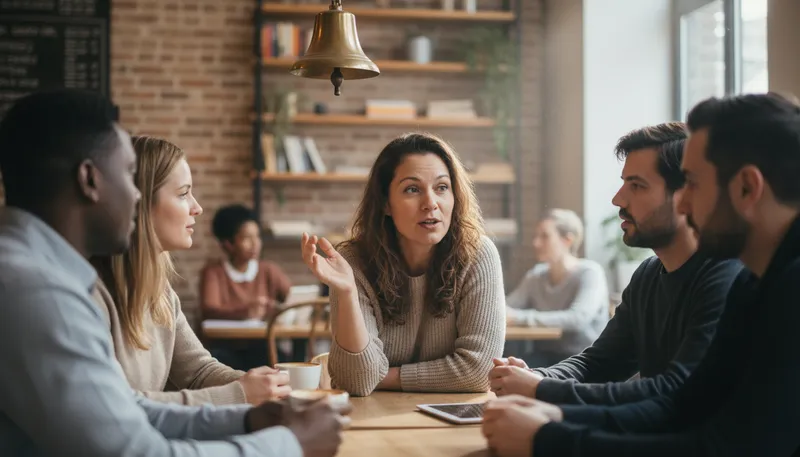 Illustration of chime in: Join in a conversation or discussion.