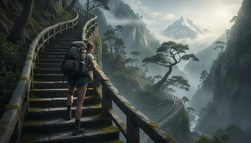 Illustration of everlasting staircase: a staircase that seems endless or never-ending