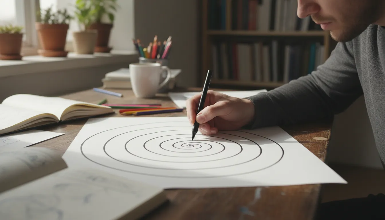 spiralのイラスト：A shape that winds around a center point.