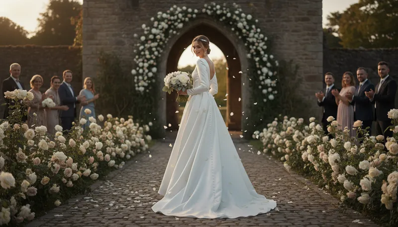 Illustration of white satin: A smooth, shiny fabric that is white.