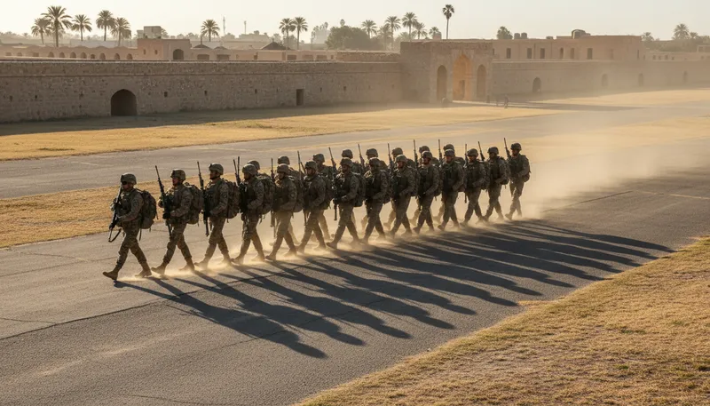 Illustration of platoon: A military unit or group of soldiers.